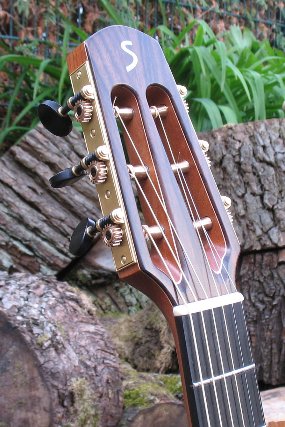 Fingerstyle Guitar with Fretboard Inlays and Scheller Machine Heads