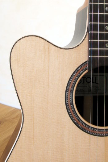 Linkshänder-Stahlsaiten-Gitarre mit Cutaway - Binding