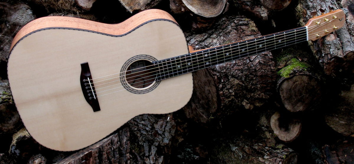 Stahlsaiten-Gitarre mit 3 Tonabnehmern - Ambition Silbereiche - quer