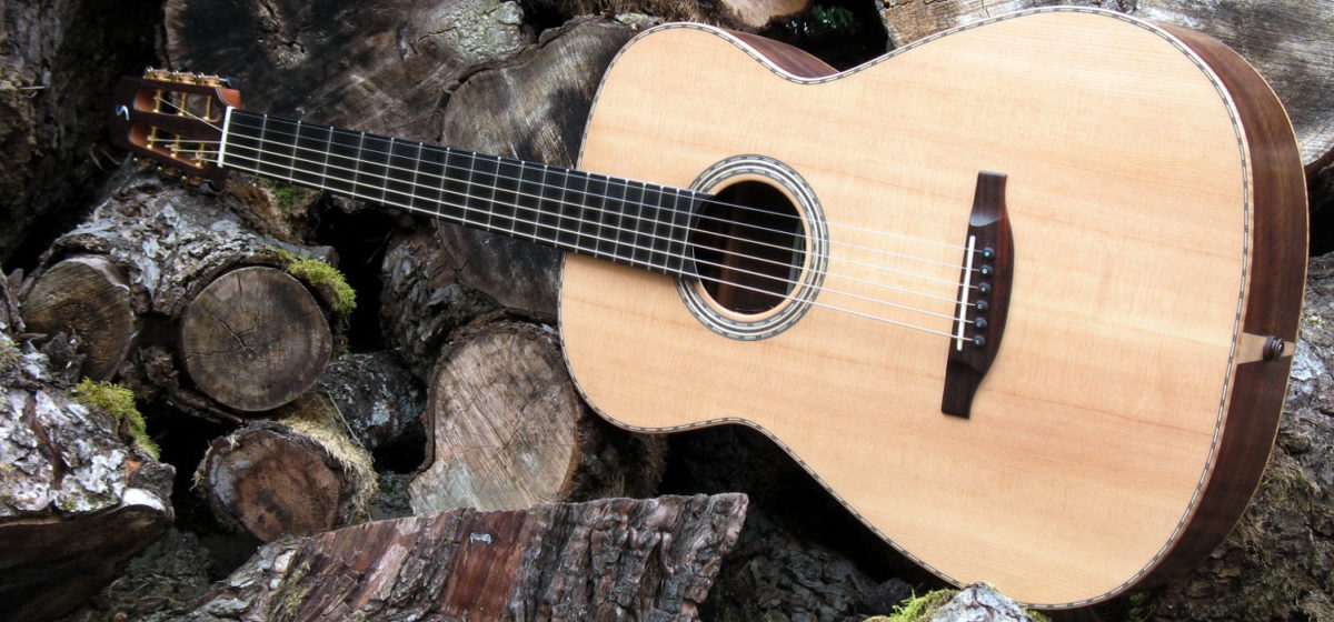 Stahlsaiten-Gitarre Fingerstyle Mensur 63 Korpus amerikanische Walnuss Decke Sitka Sinkerwood