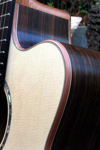 Gitarrenbau Christian Stoll: Stahlsaitengitarre Ambition Fingerstyle Cutaway Randeinlagen aus Birne