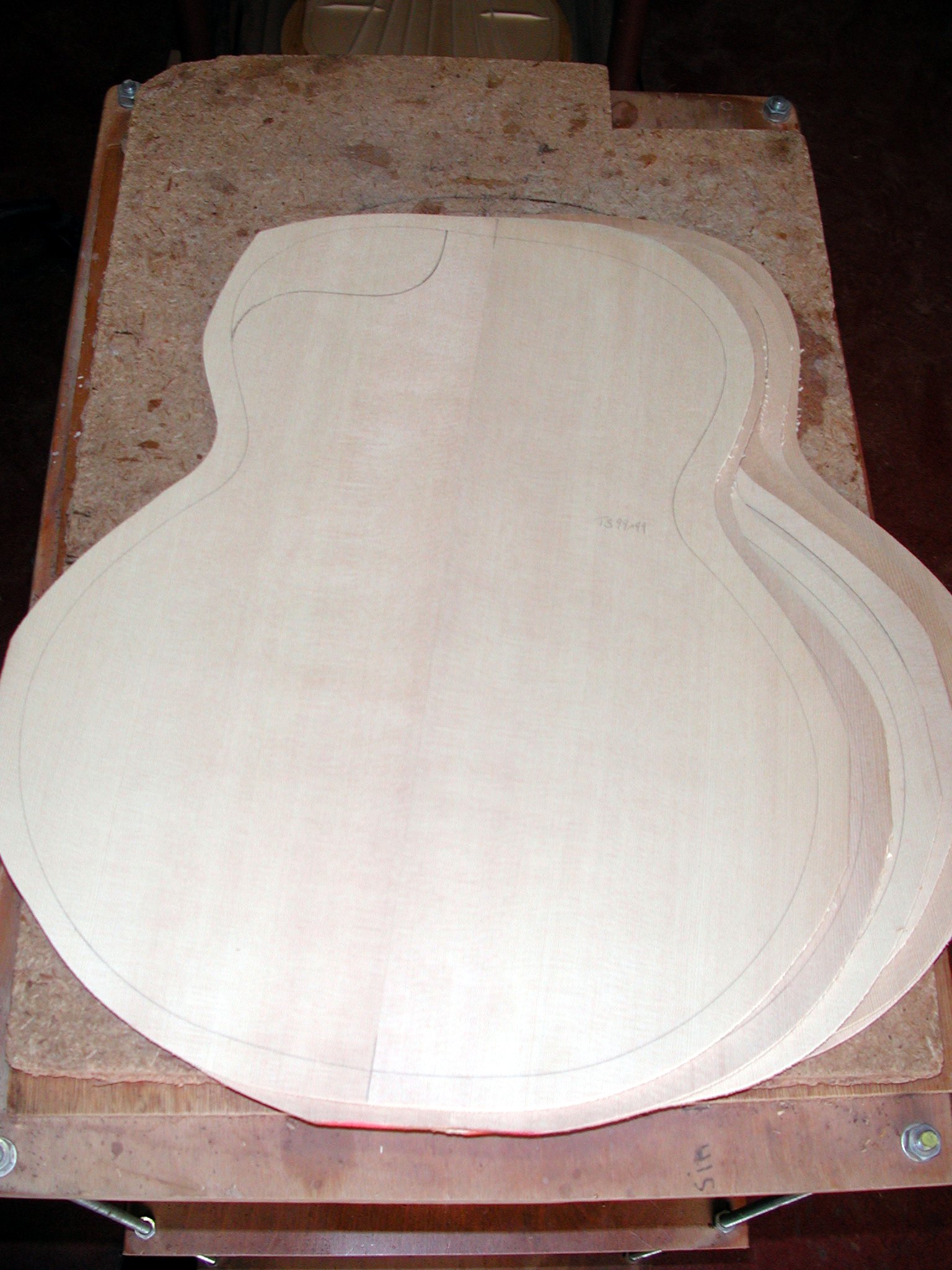 Top: The Sitka tops are cut into a rough shape...