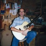 1999: The master in his workshop in Taunusstein-Wehen with a steelstring guitar Stoll PF-C (today Ambitio