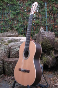 Classical Guitar with Rosewood Body, Wide Neck and Herringbone Rosette