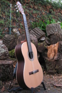 Classical Guitar with Rosewood Body, Wide Neck and Herringbone Rosette