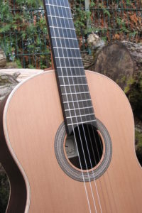 Classical Guitar with Rosewood Body, Wide Neck and Herringbone Rosette