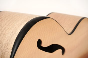 archtop acoustic bass bevel fanned frets side soundhole