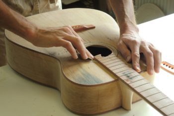 Building a steel string guitar from a cider barrel