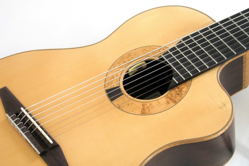 8string Classical Guitar with Cutaway, Fanned Frets and Pickup Stoll