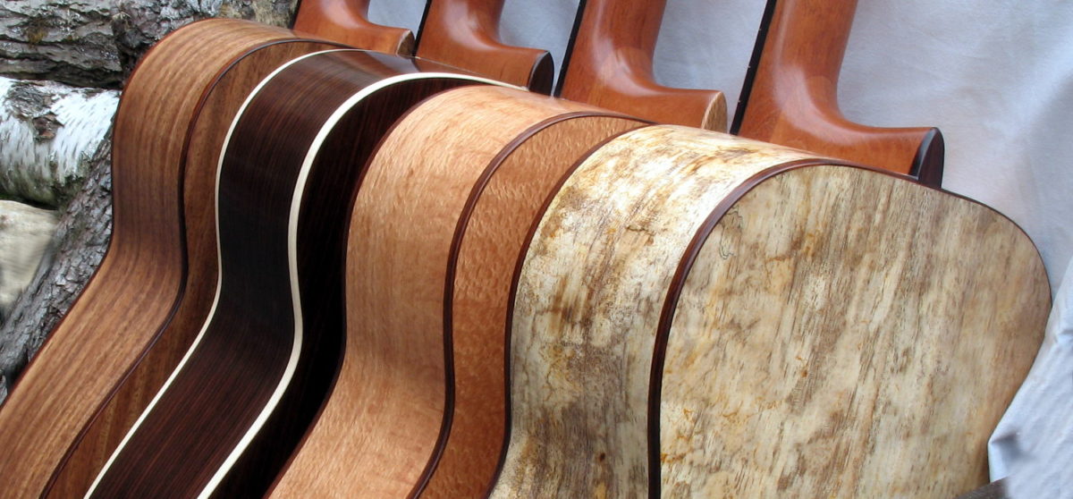 Steel String Guitars of Indian Walnut, Indian Rosewood, Indian Silver Oak and Spalted Mango