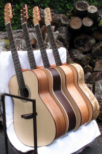 Steel String Guitars of Indian Walnut, Indian Rosewood, Indian Silver Oak and Spalted Mango